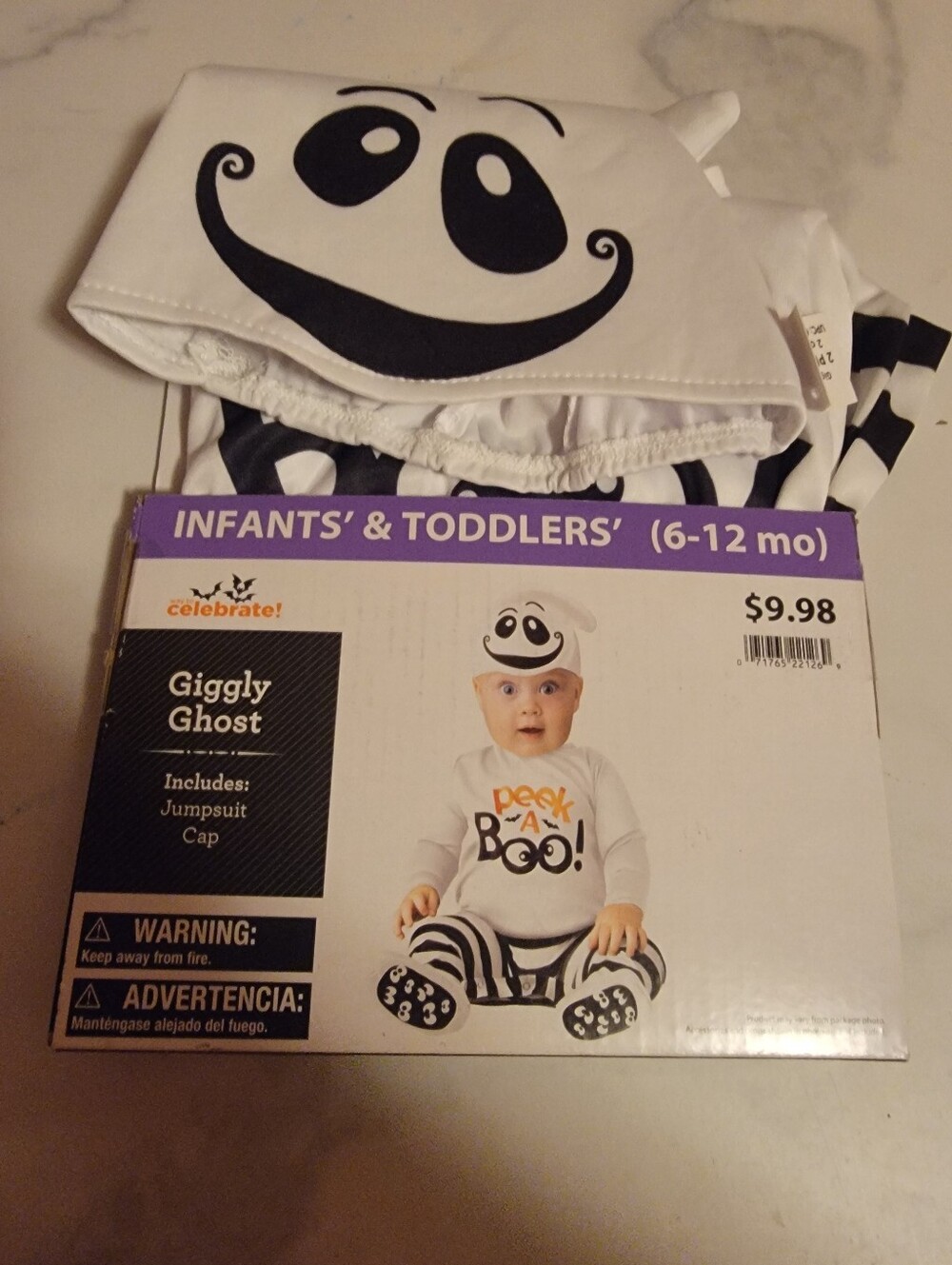 Giggly Ghost Infant/Toddler Costume - White & Black (6-12 mo)